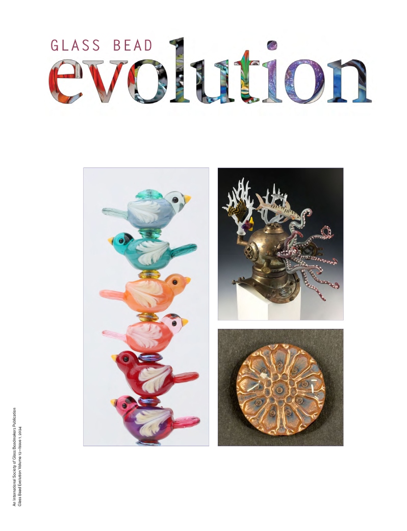 Product Description: Glass Bead Evolutionis a magazine created by beadmakers for beadmakers and is inclusive of other mediums.</br></br>Glass Bead Evolutionprovides its readership robust content that includes insight into artists' private worlds, tours of fascinating venues, tips and techniques for both glass and complementary mediums, a showcase of exquisite work, and reviews of tools, materials, tutorials, and books.</br> Glass Bead Evolution Volume 12 Issue 1