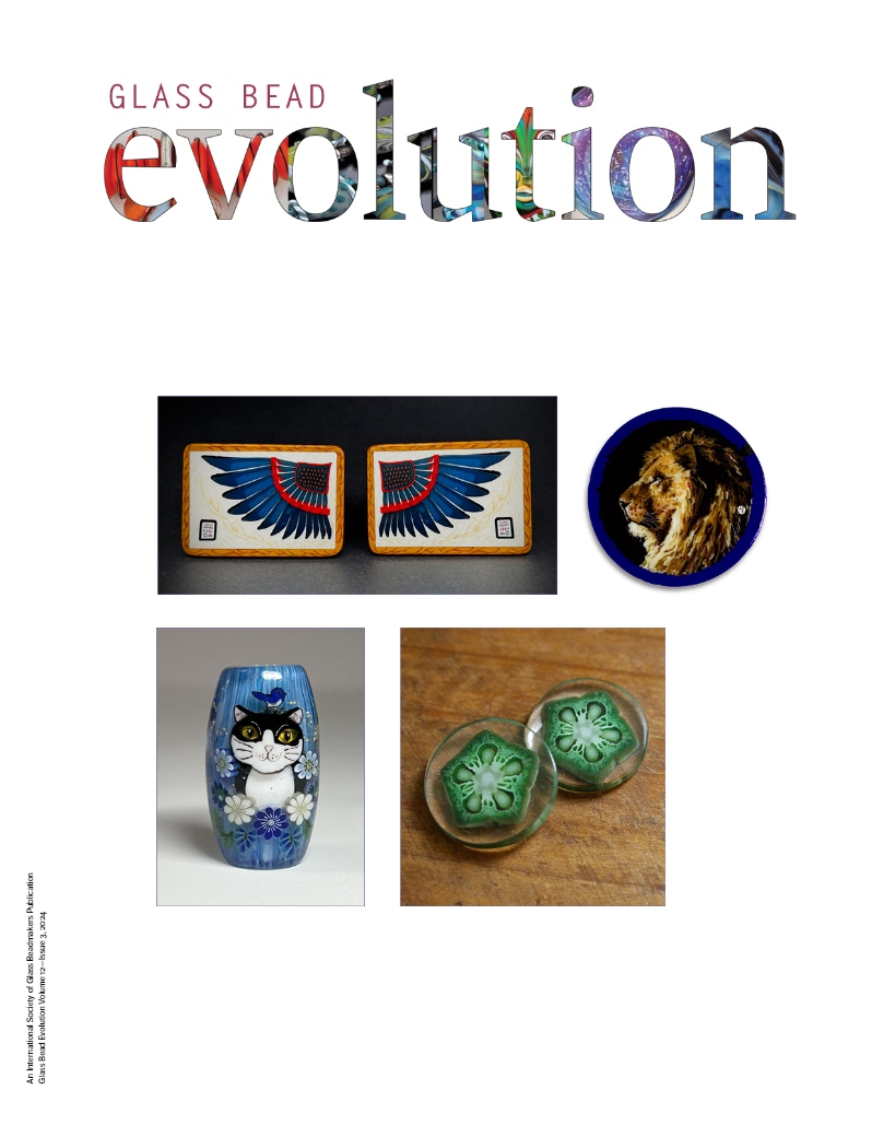 Product Description: Glass Bead Evolutionis a magazine created by beadmakers for beadmakers and is inclusive of other mediums.</br></br>Glass Bead Evolutionprovides its readership robust content that includes insight into artists' private worlds, tours of fascinating venues, tips and techniques for both glass and complementary mediums, a showcase of exquisite work, and reviews of tools, materials, tutorials, and books.</br> Glass Bead Evolution Volume 12 Issue 3