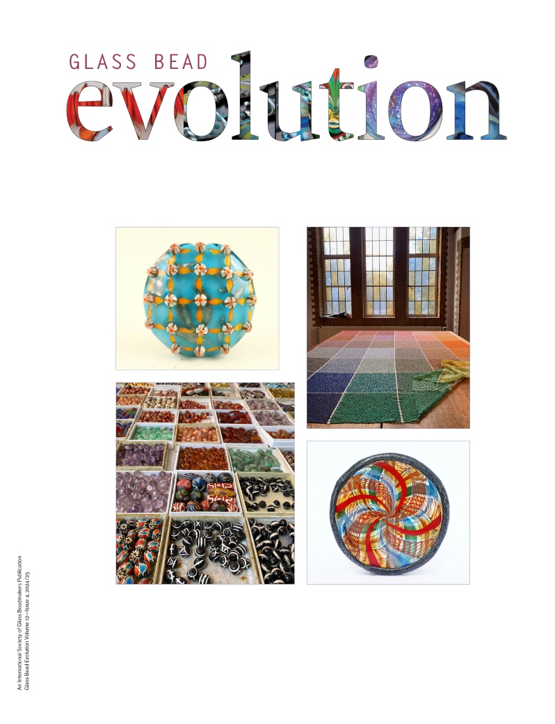Product Description: Glass Bead Evolution Volume 12 Issue 4</br></br>Glass Bead Evolutionis a magazine created by beadmakers for beadmakers and is inclusive of other mediums.</br></br>Glass Bead Evolutionprovides its readership robust content that includes insight into artists' private worlds, tours of fascinating venues, tips and techniques for both glass and complementary mediums, a showcase of exquisite work, and reviews of tools, materials, tutorials, and books.</br> Glass Bead Evolution Volume 12 Issue 4