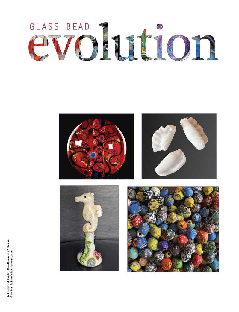 Product Description: Glass Bead Evolutionis a magazine created by beadmakers for beadmakers and is inclusive of other mediums.</br></br>Glass Bead Evolutionprovides its readership robust content that includes insight into artists' private worlds, tours of fascinating venues, tips and techniques for both glass and complementary mediums, a showcase of exquisite work, and reviews of tools, materials, tutorials, and books.</br> Glass Bead Evolution Volume 14 Issue 1